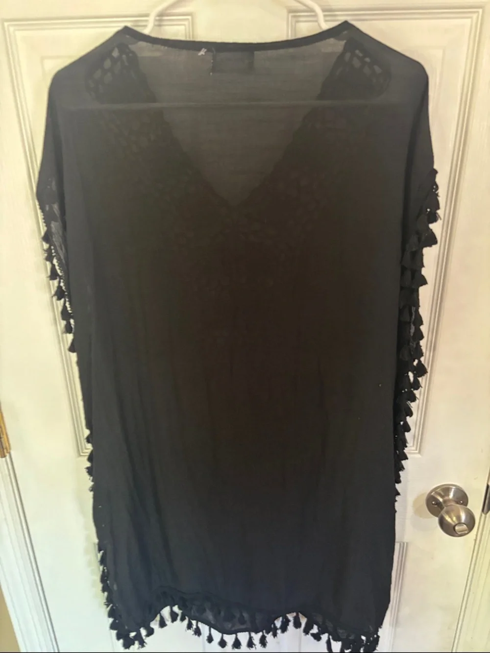 WoWo Black Crochet V-Neck Swim Coverup - Picture 6 of 9